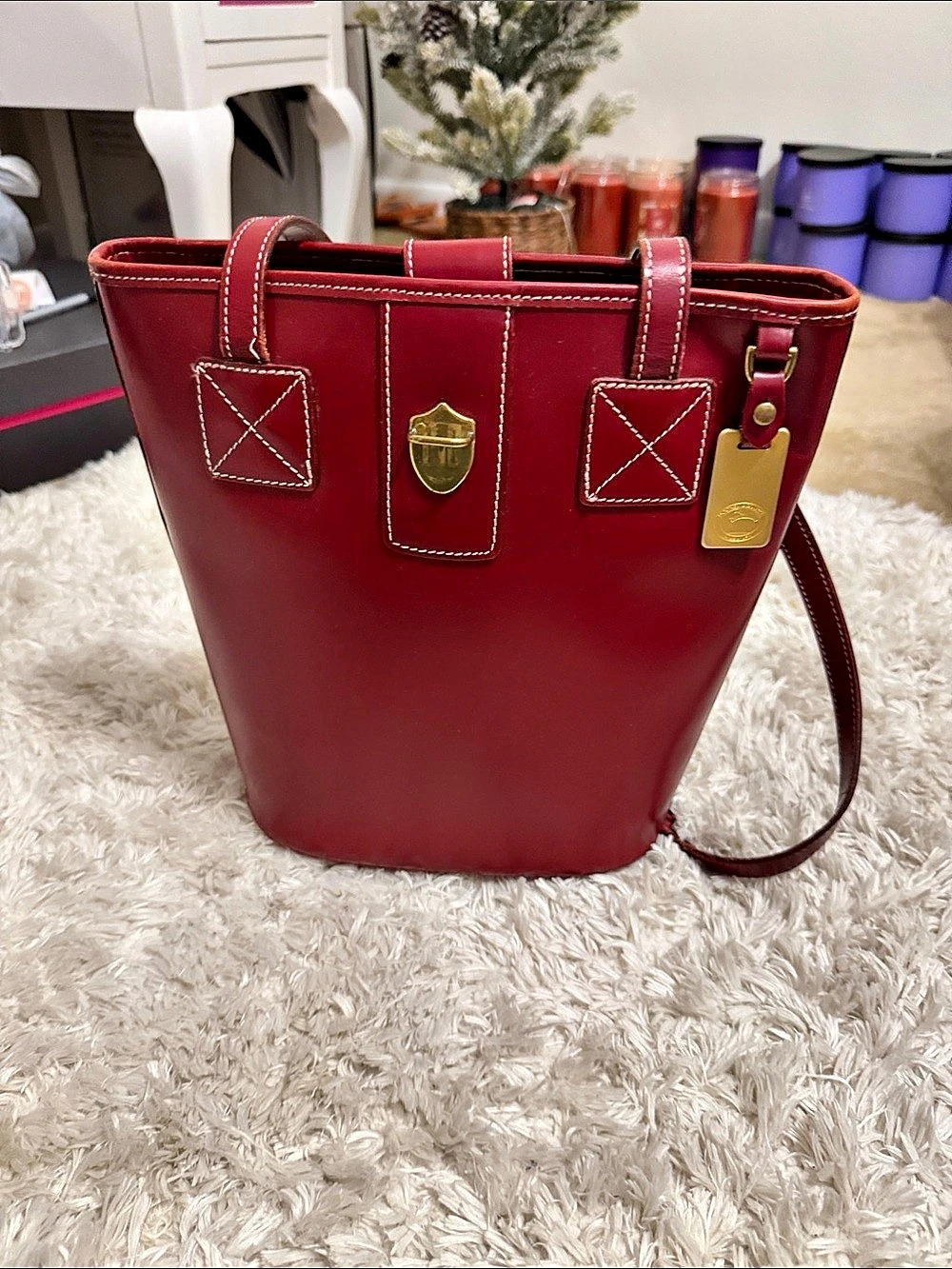 Dooney & Bourke Red Leather-Look Tote